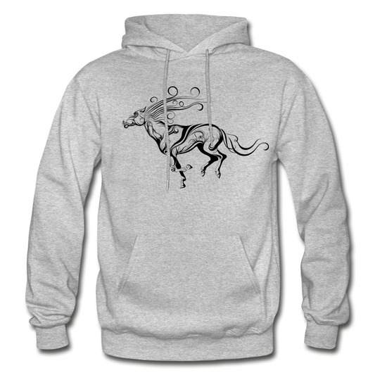 Tribal Maori Horse Hoodie - heather gray