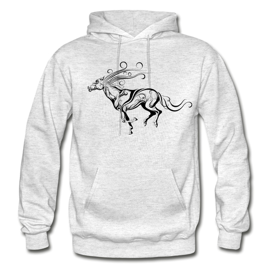 Tribal Maori Horse Hoodie - light heather gray