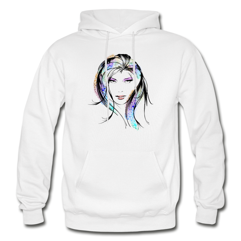 Colorful Girl Hair Hoodie - white