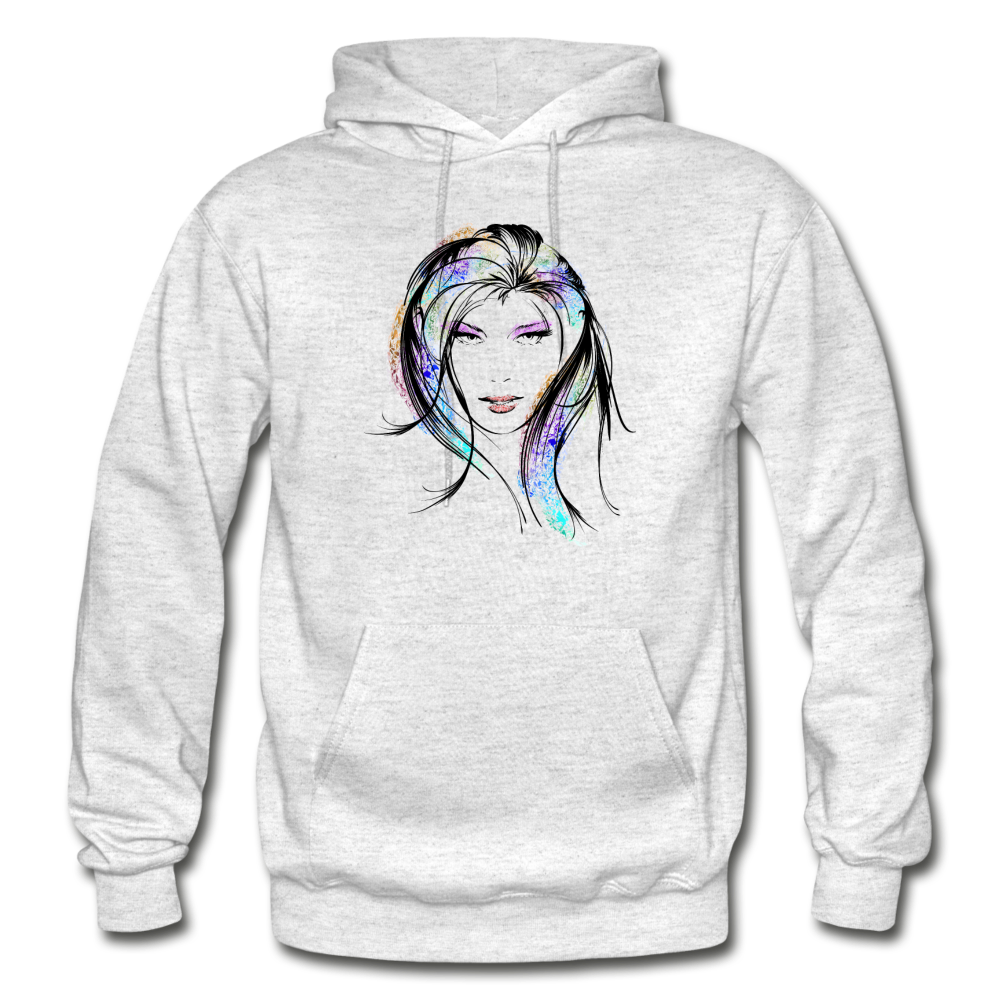 Colorful Girl Hair Hoodie - light heather gray