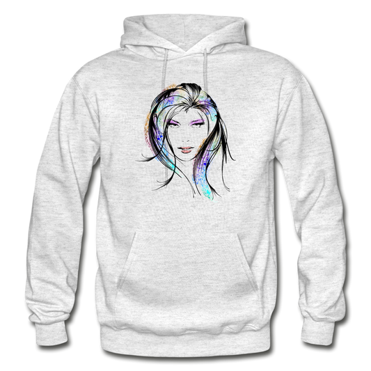 Colorful Girl Hair Hoodie - light heather gray