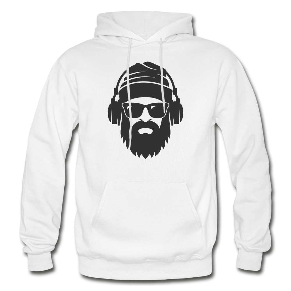 Bearded Man Headphones Hoodie - white