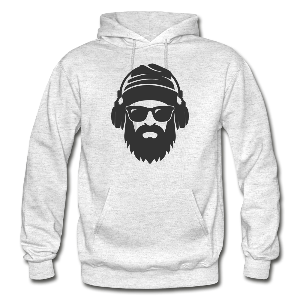 Bearded Man Headphones Hoodie - light heather gray
