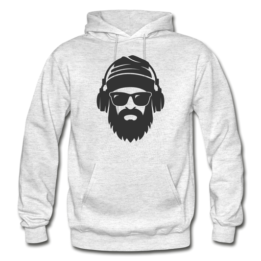 Bearded Man Headphones Hoodie - light heather gray