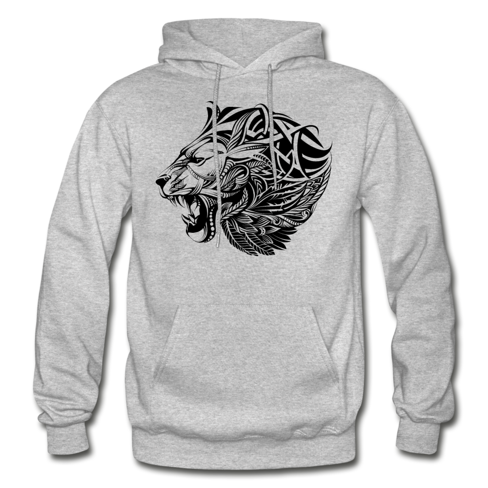 Tribal Maori Lion Hoodie - heather gray