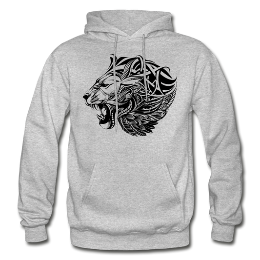 Tribal Maori Lion Hoodie - heather gray