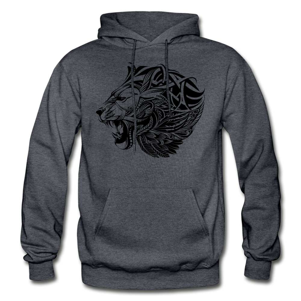 Tribal Maori Lion Hoodie - charcoal gray