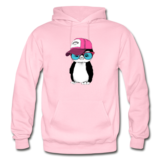 Hipster Penguin Hoodie - light pink