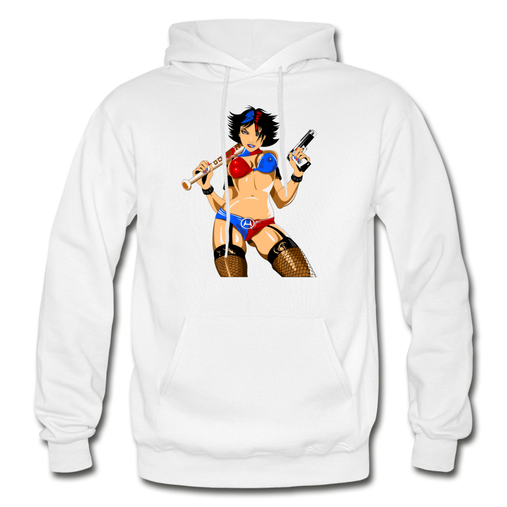 Badass Girl Cartoon Hoodie - white