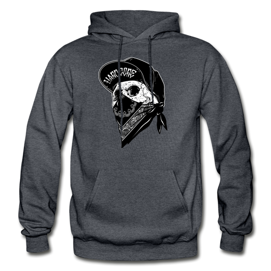 Hardcore Gangster Skull Hoodie - charcoal gray