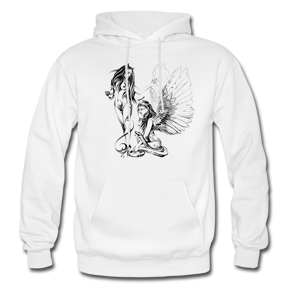 Tribal Maori Devil Angel Girls Hoodie - white
