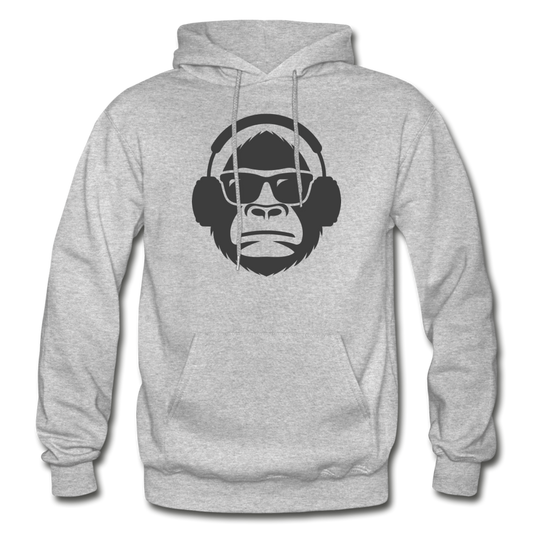 Monkey Headphones Hoodie - heather gray