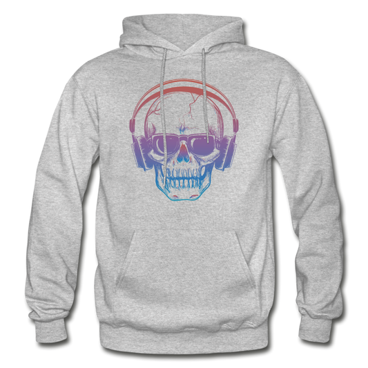 Skull Headphones Hoodie - heather gray