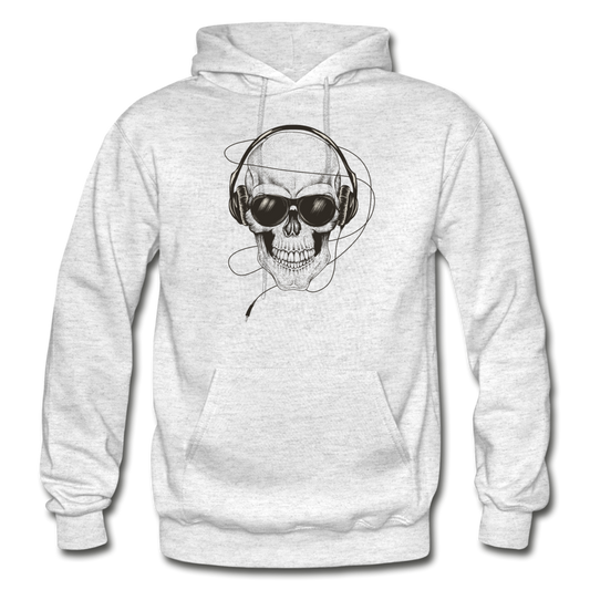 Skull Headphones Hoodie - light heather gray