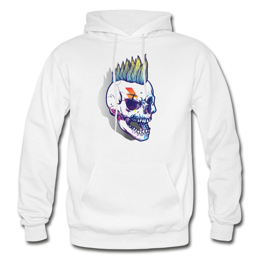 Mohawk Rockstar Skull Hoodie - white