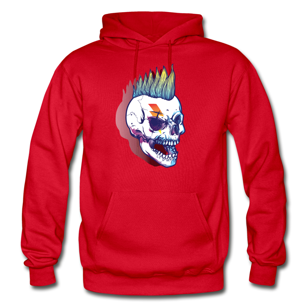 Mohawk Rockstar Skull Hoodie - red