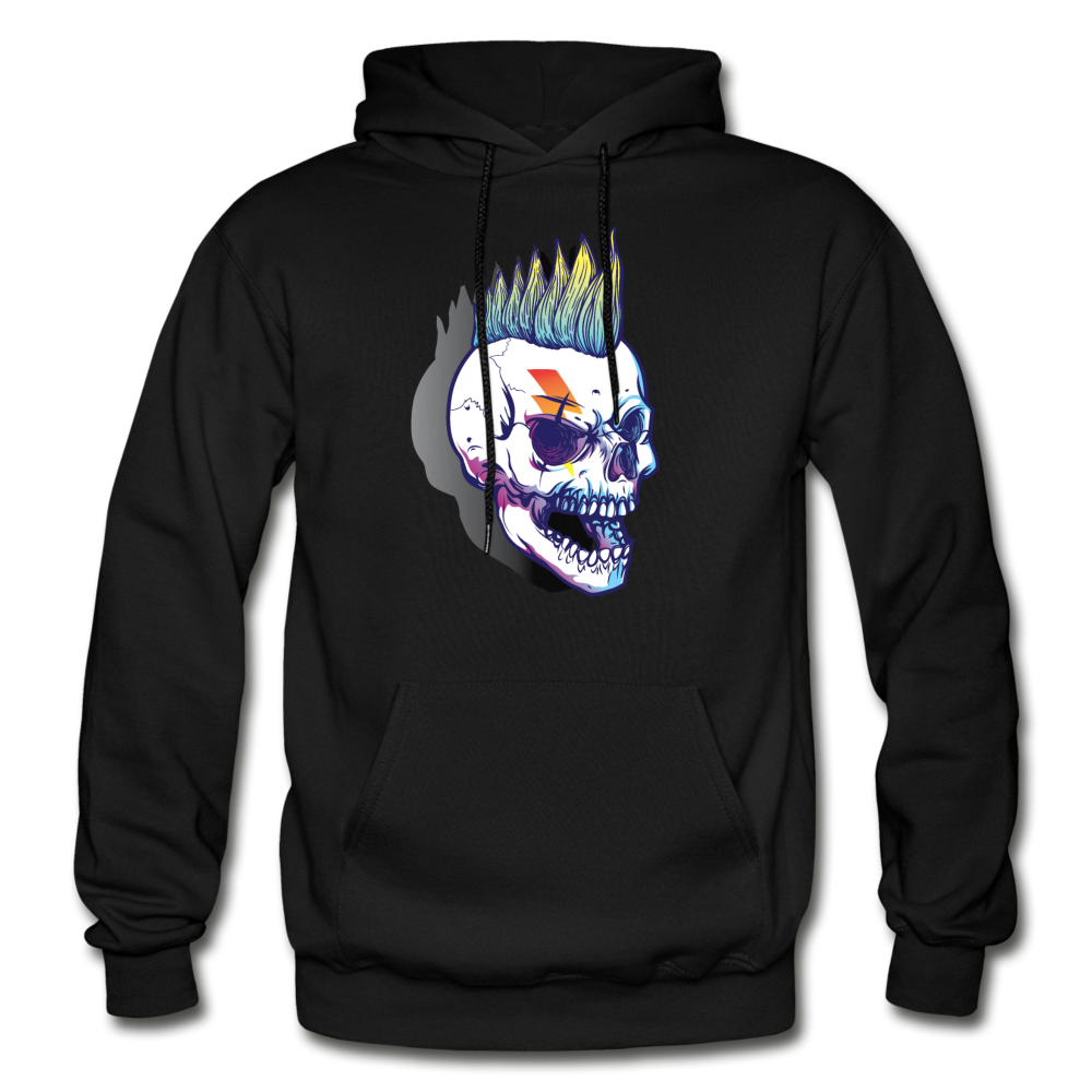 Mohawk Rockstar Skull Hoodie - black