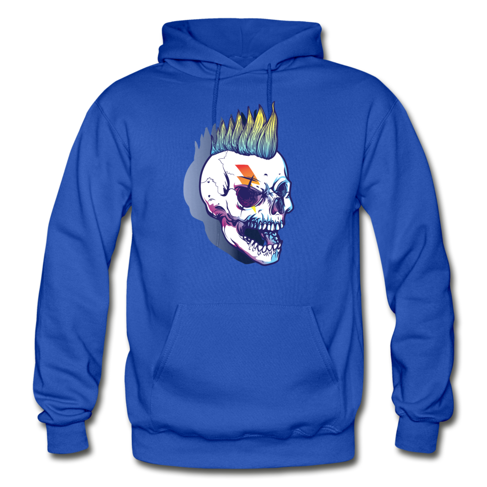 Mohawk Rockstar Skull Hoodie - royal blue