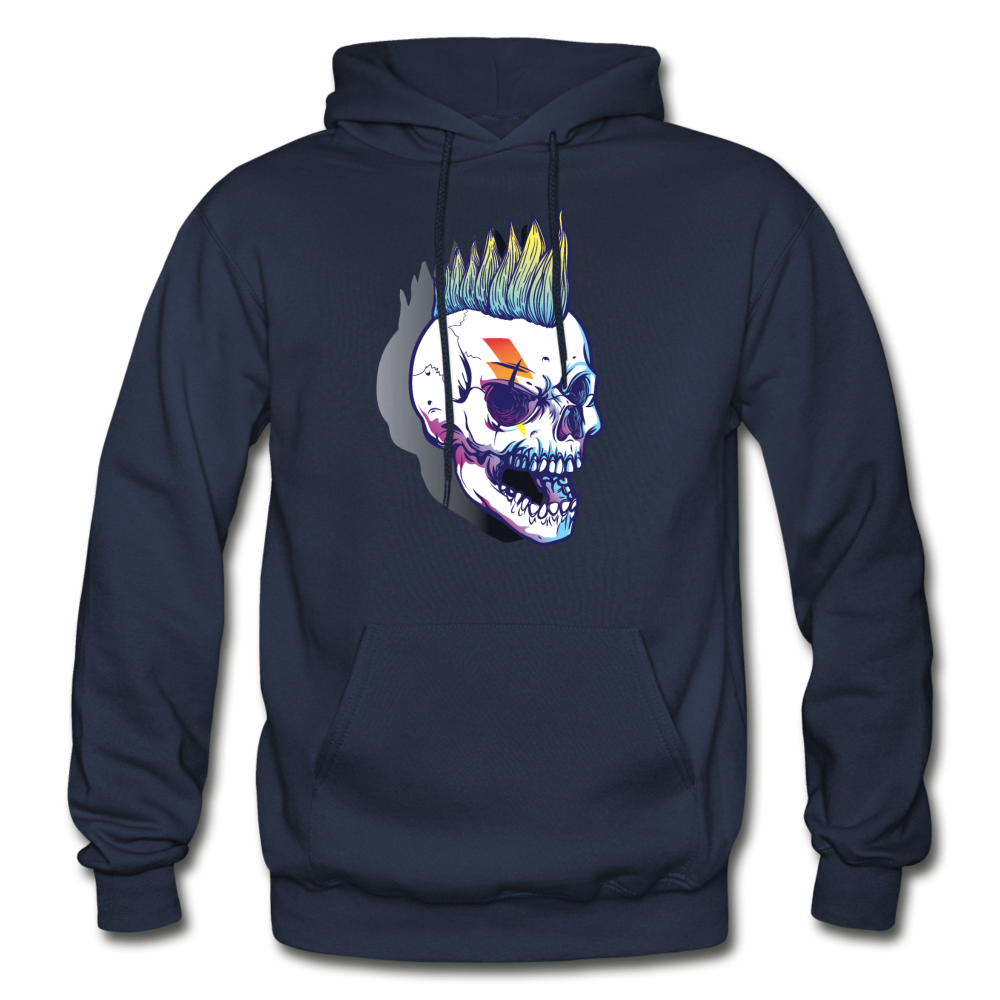 Mohawk Rockstar Skull Hoodie - navy