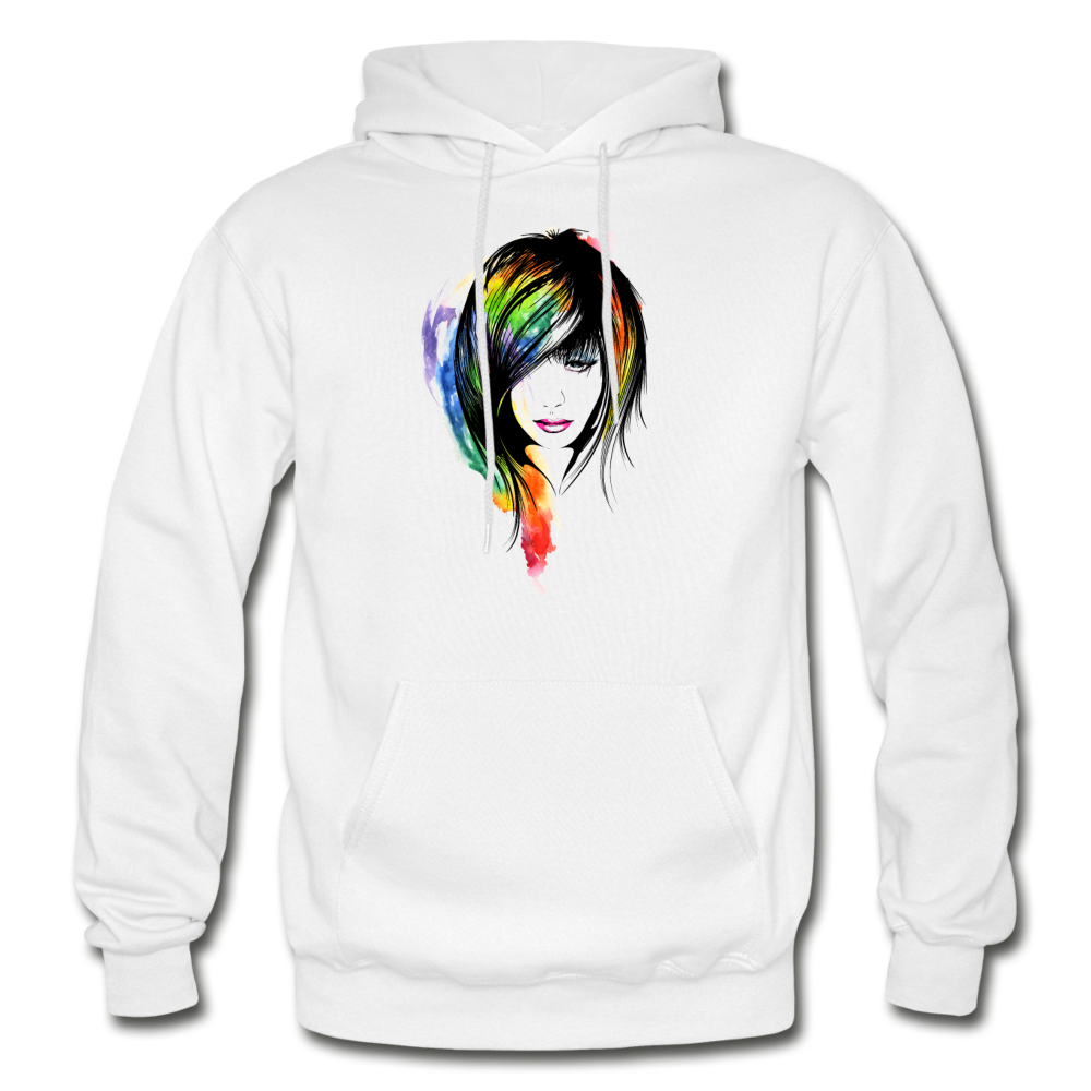 Colorful Girl Hair Hoodie - white