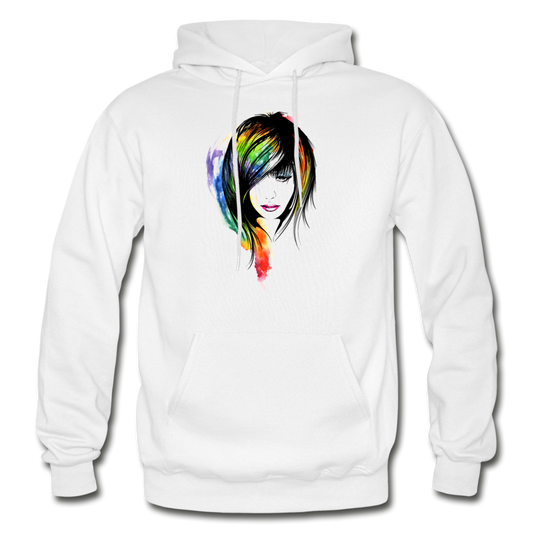 Colorful Girl Hair Hoodie - white