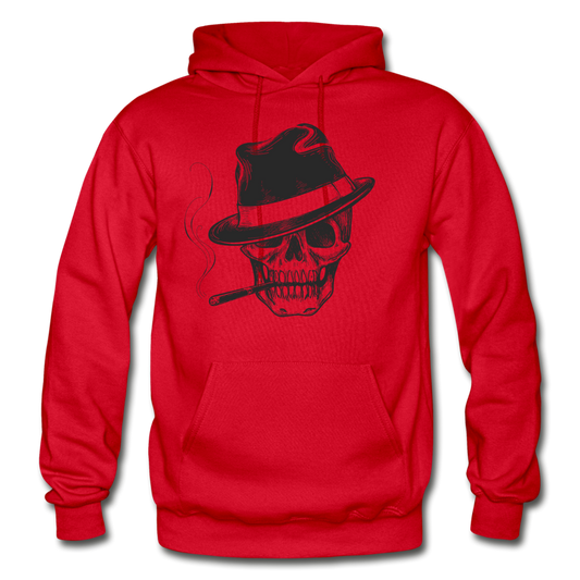 Smoking Skull Fedora Hoodie - red