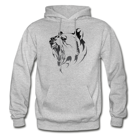 Growling Bear Hoodie - heather gray