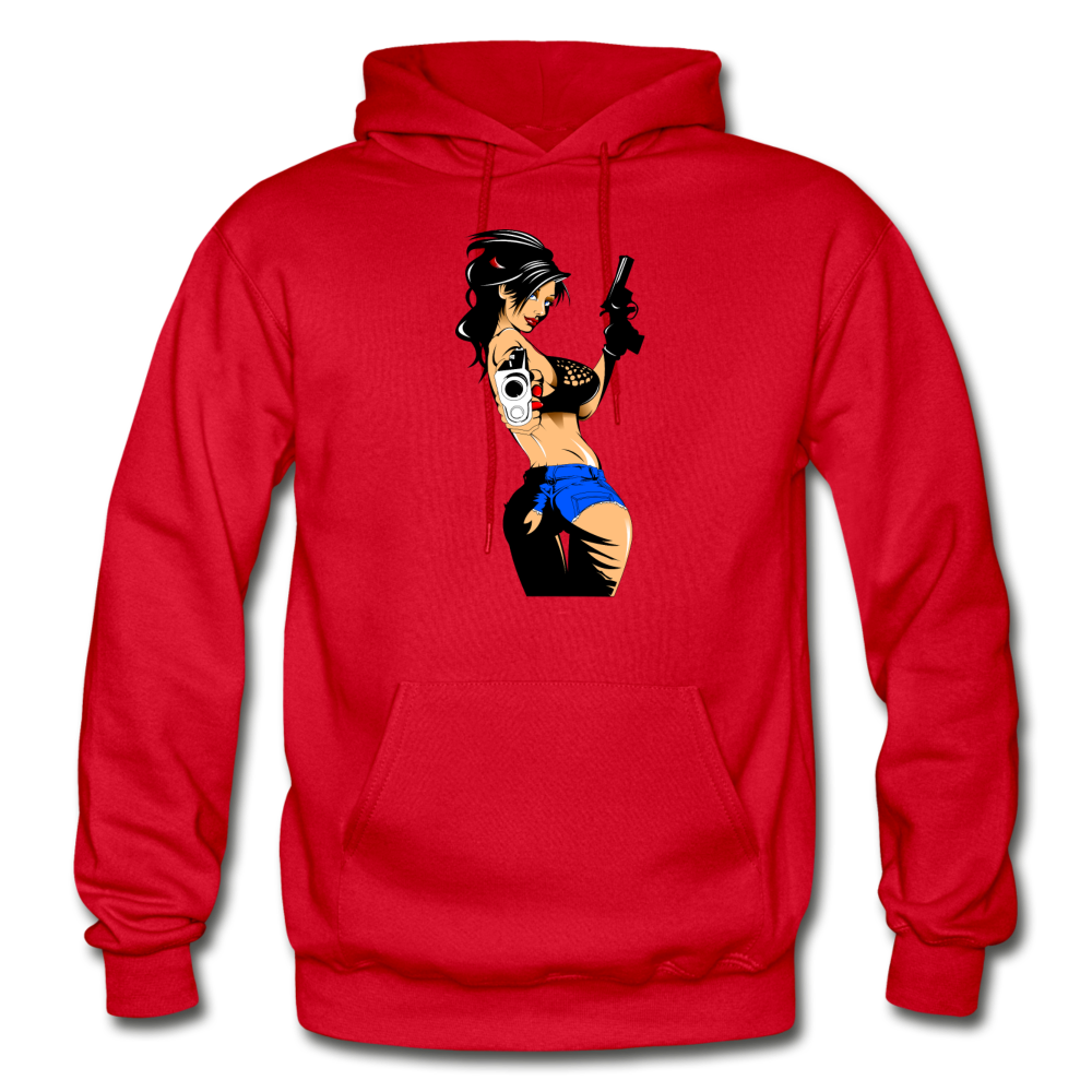 Cartoon Girl With Guns - red