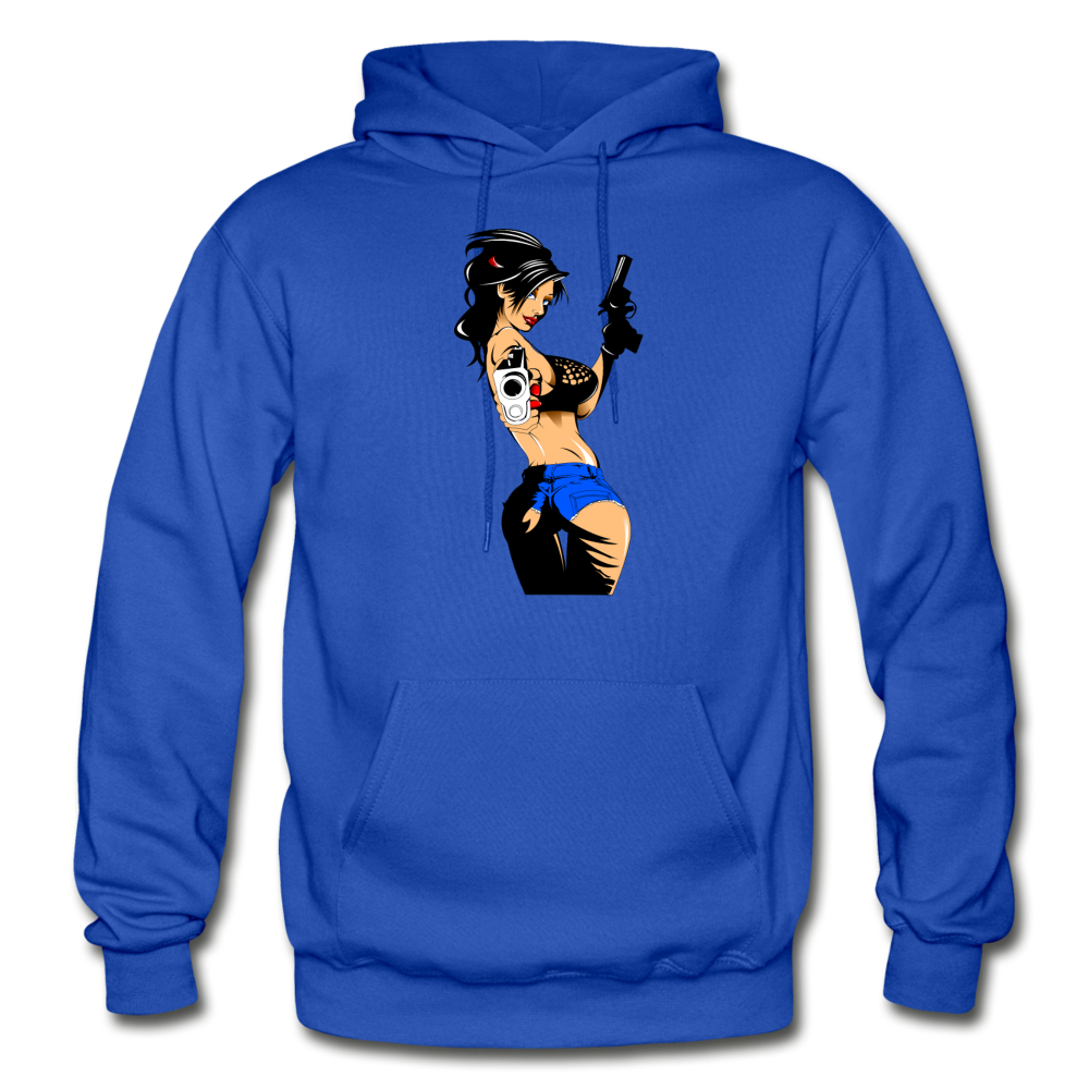 Cartoon Girl With Guns - royal blue