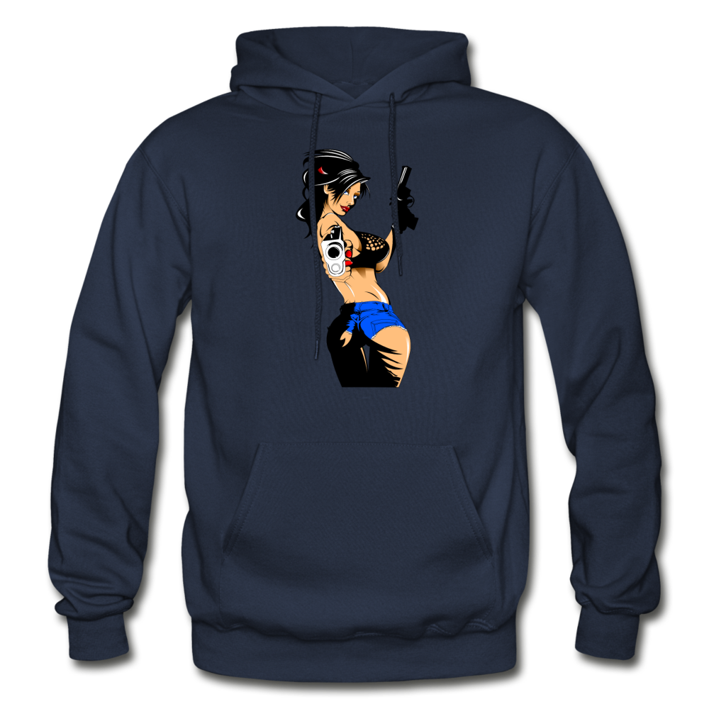 Cartoon Girl With Guns - navy
