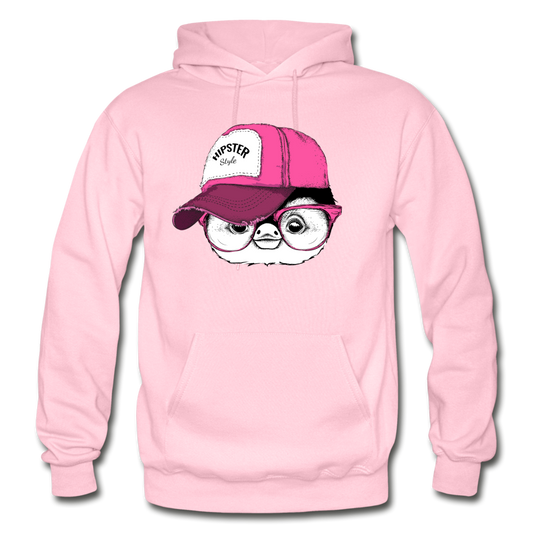 Hipster Penguin Head Hoodie - light pink