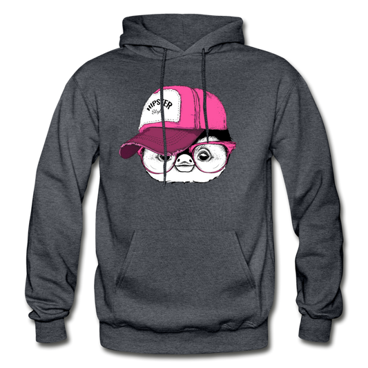 Hipster Penguin Head Hoodie - charcoal gray