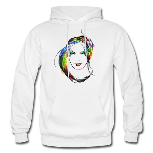 Colorful Abstract Girl Hair Hoodie - white