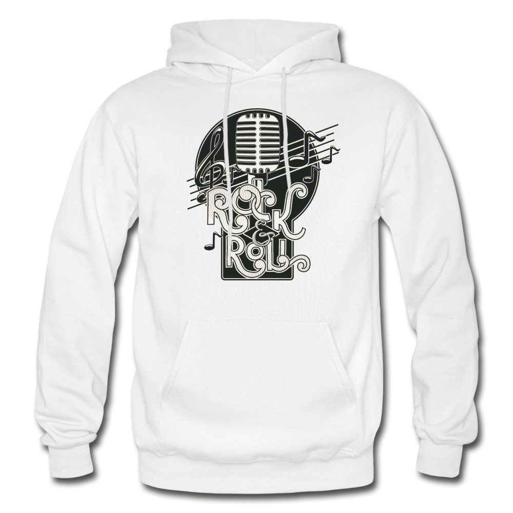 Rock & Roll Retro Microphone Hoodie - white