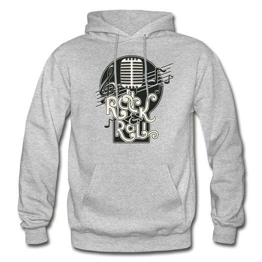 Rock & Roll Retro Microphone Hoodie - heather gray