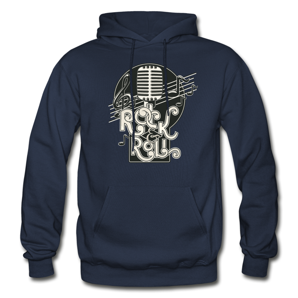 Rock & Roll Retro Microphone Hoodie - navy