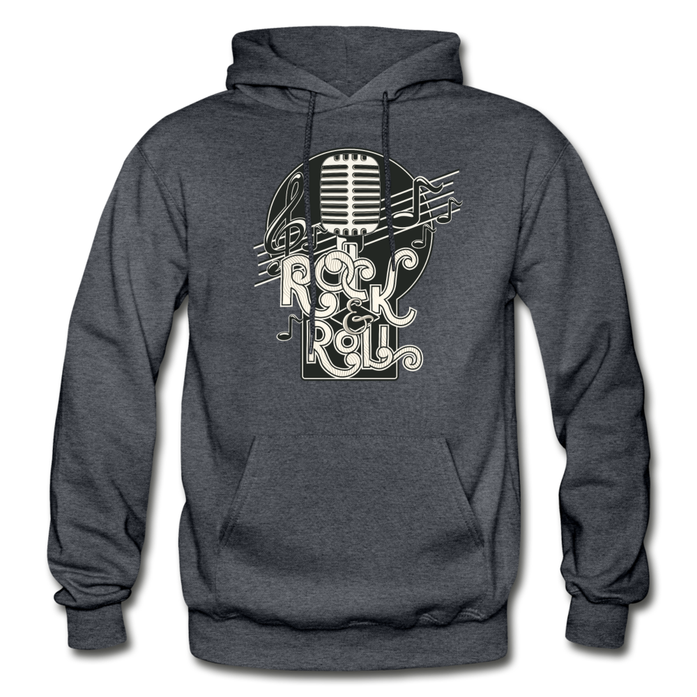 Rock & Roll Retro Microphone Hoodie - charcoal gray
