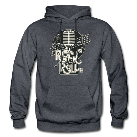 Rock & Roll Retro Microphone Hoodie - charcoal gray