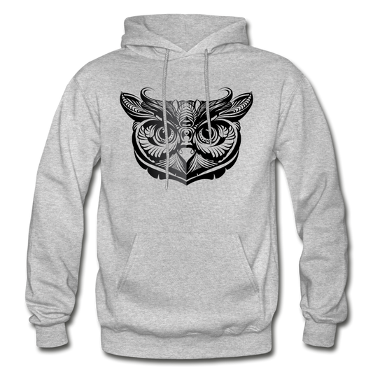 Tribal Maori Owl Hoodie - heather gray
