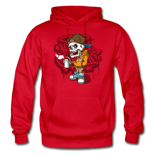 Skeleton Graffiti Artist Hoodie - red