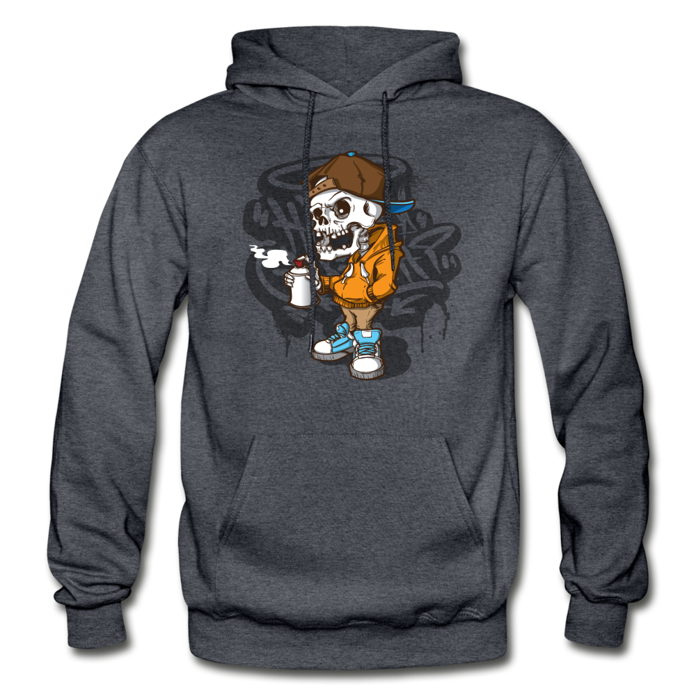 Skeleton Graffiti Artist Hoodie - charcoal gray