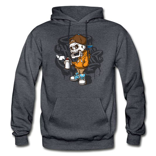 Skeleton Graffiti Artist Hoodie - charcoal gray