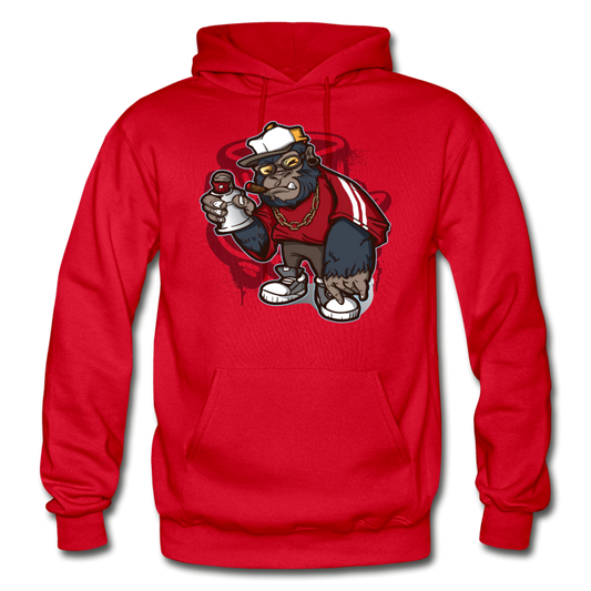 Hip Hop Gorilla Graffiti Artist Hoodie - red