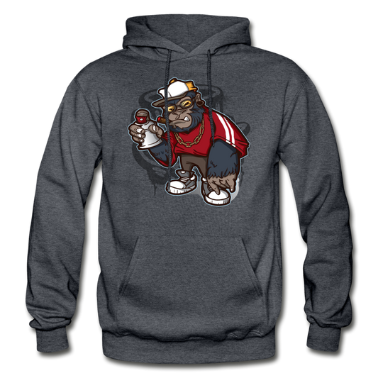 Hip Hop Gorilla Graffiti Artist Hoodie - charcoal gray