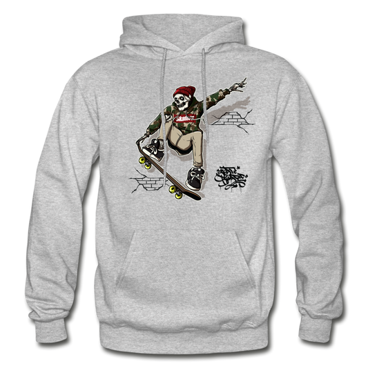 Skeleton Skater Hoodie - heather gray