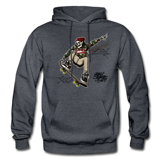 Skeleton Skater Hoodie - charcoal gray