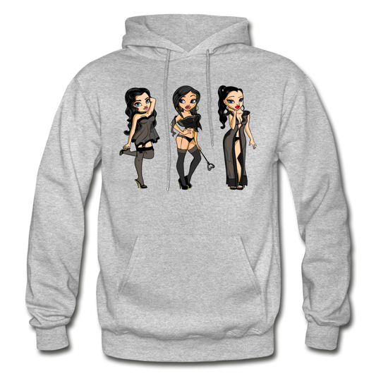 Hot Cartoon Girls Hoodie - heather gray