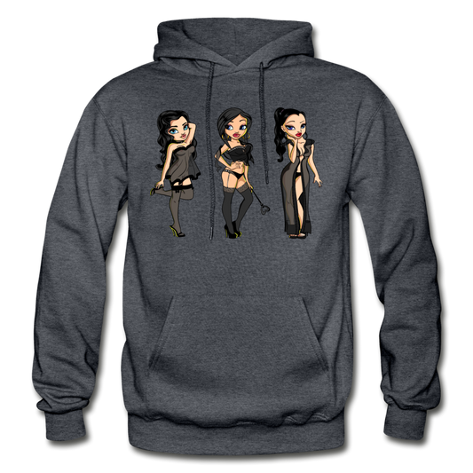 Hot Cartoon Girls Hoodie - charcoal gray