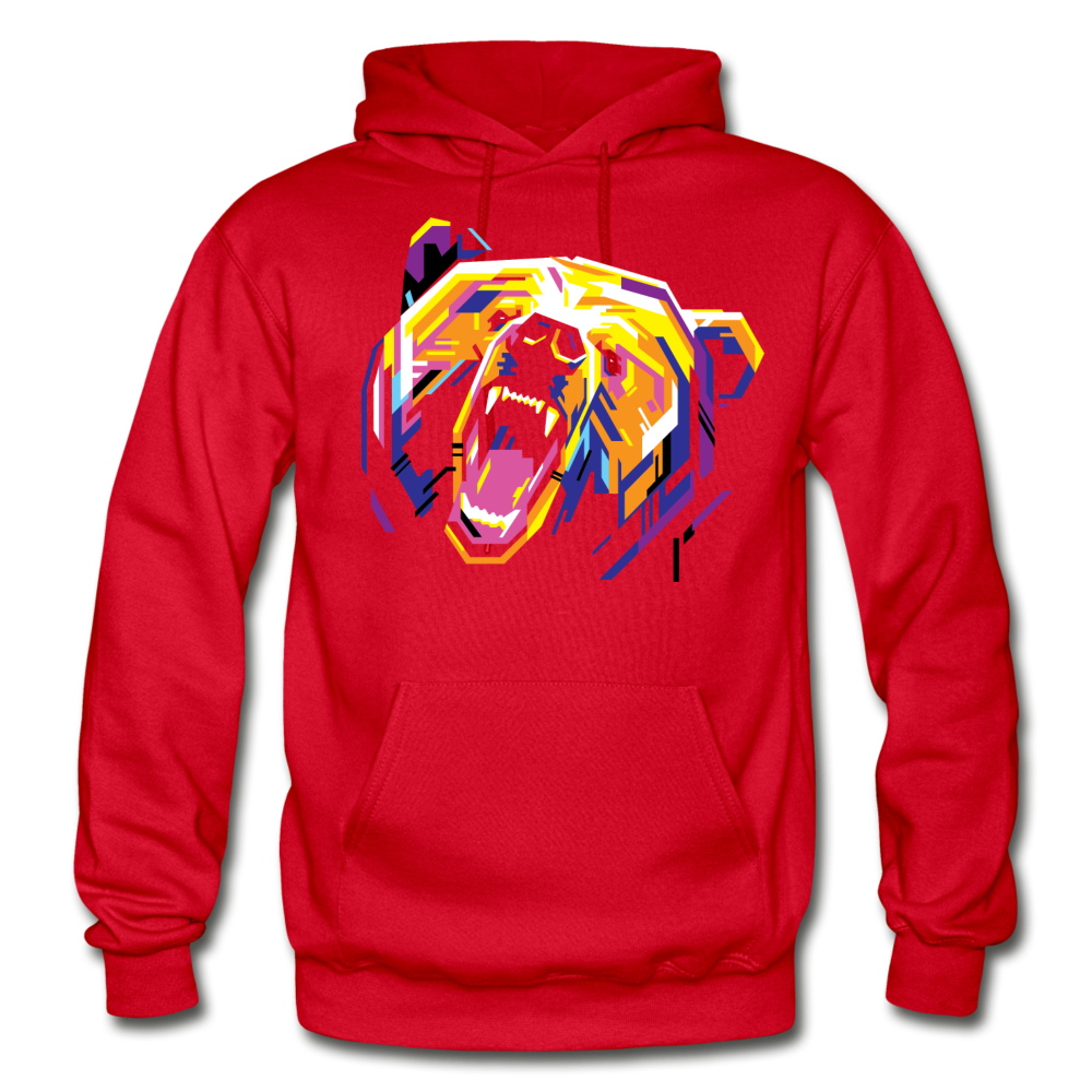 Colorful Abstract Bear Hoodie - red