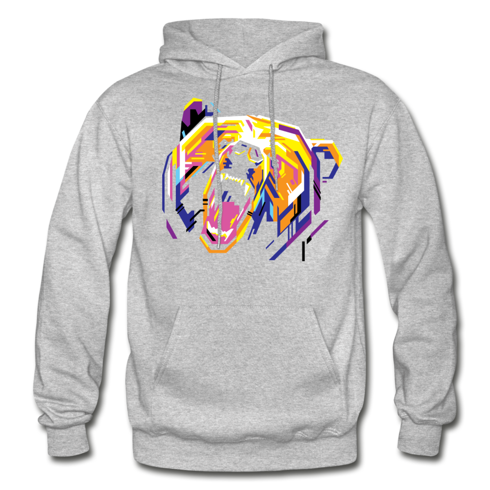 Colorful Abstract Bear Hoodie - heather gray